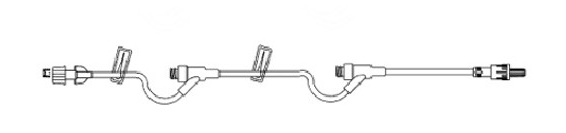 AMSINO AMSAFE IV Extension Set, 27" Length, 4.9 mL Priming Volume, Female Luer Lock, 2 Slide Clamps, 2 Y Sites, Rotating Male Luer Lock, PE Pouch, 50/cs