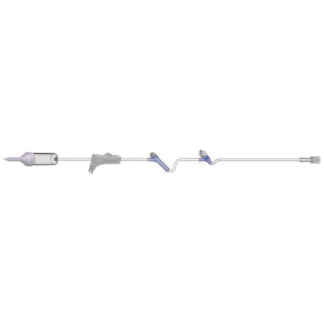 AMSINO Adult Basic IV Set, 83" Length, 15 Drops/mL, 17 mL Priming, Non-Vented, Roller Clamp, 1 Pre-Pierced Y Site, 1 AMSafe Needle-Free Y Site, Rotating Male Luer Lock, PE Pouch, 50/cs Amsino International, Inc.