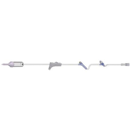 AMSINO Pediatric Basic IV Set, 60 Drops/mL, 83" Length, 17 mL Priming, Non-Vented, Roller Clamp, 1 Pre-Pierced Y Site, 1 AMSafe Needle-Free Y Site, Rotating Male Luer Lock, PE Pouch, 50/cs Amsino International, Inc.