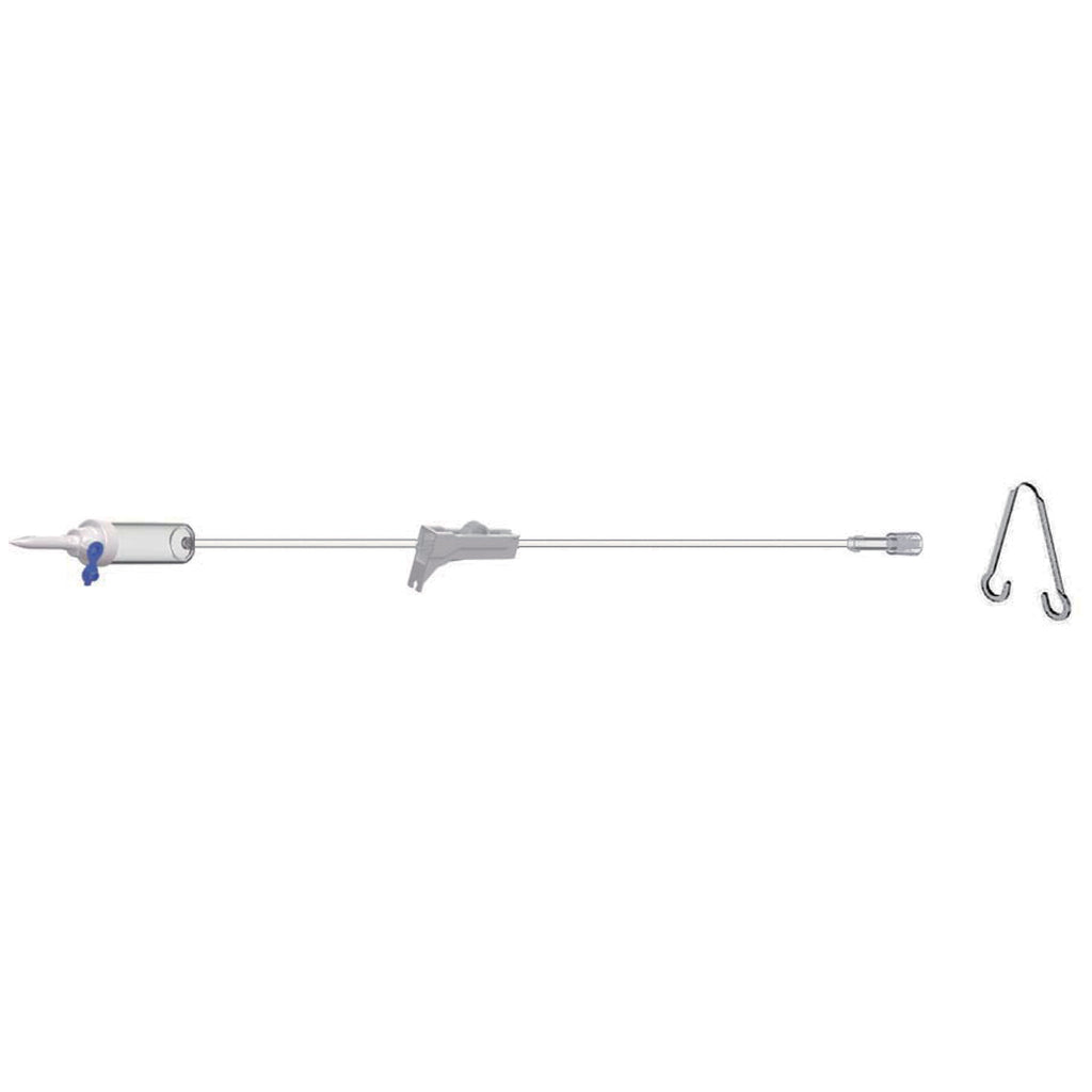 AMSINO Secondary Piggyback IV Set, Roller Clamp, Rotating Male Luer Lock, Hanger AS3500