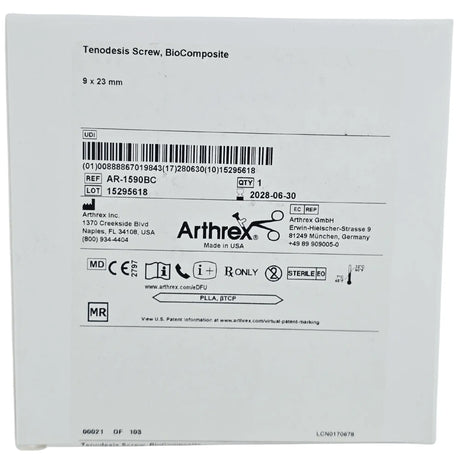 Arthrex AR-1590BC Bio-Tenodesis Screw - 9mm x 23mm, BioComposite Interlocking Fixation Arthrex