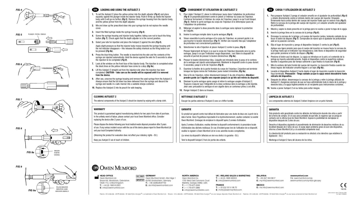 Autoject EI Reusable Automatic Self Injection Device AJ1310 Owen Mumford