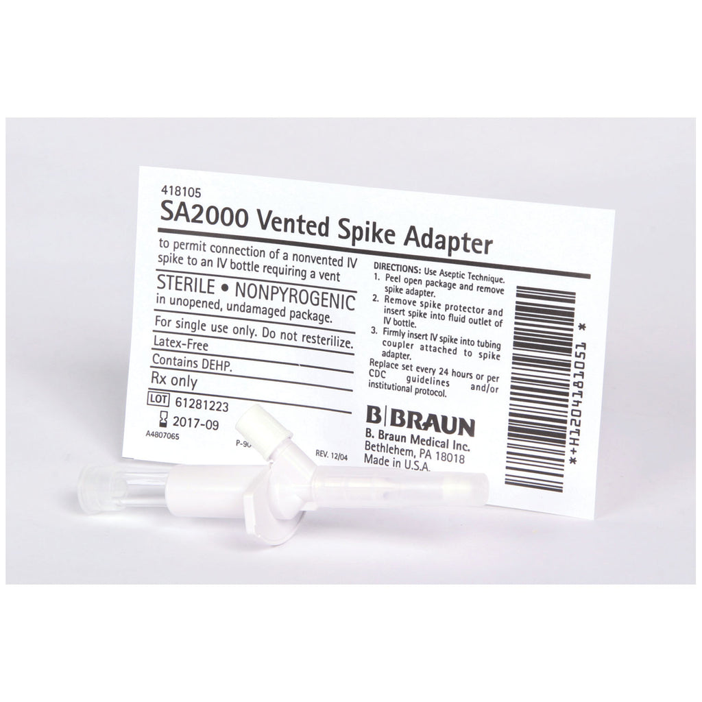 B BRAUN ADMIXTURE ACCESSORIES - Vented Spike Adapter, 50/cs (Rx), Non-Returnable (Continental US+HI Only, Excluding IN and ND)