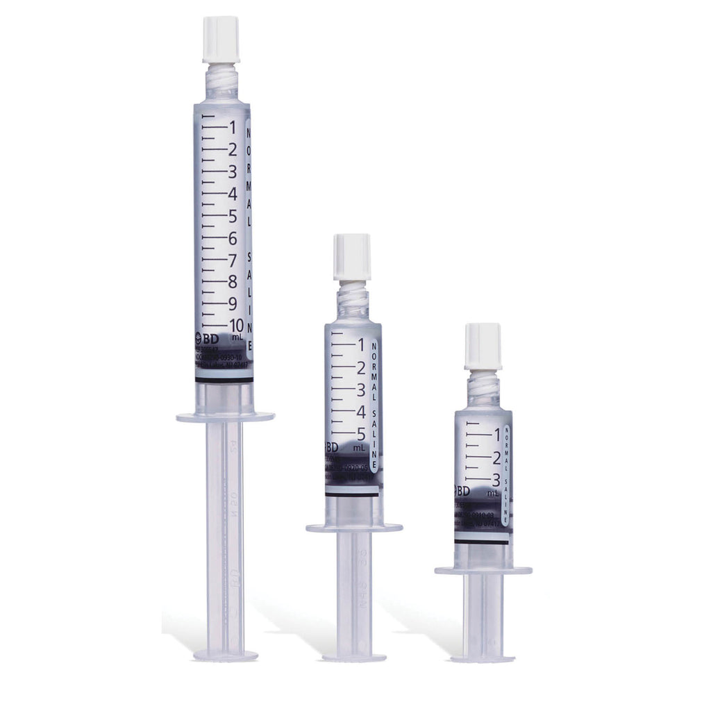 BD POSIFLUSH NORMAL SALINE SYRINGES - Pump Compatible Saline Syringe, 10mL, Standard Plunger Rod, 30/bx, 16 bx/cs (Rx) (Temp Sensitive; Non-Returnable) (Continental US Only) (Drop Ship Requires Pre-Approval) Max weekly quantity allowed: 10