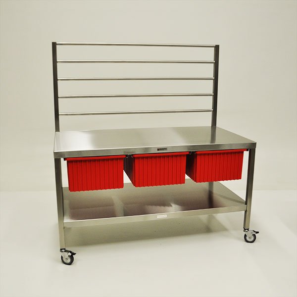 Midcentral Medical MCM-596 SS Table with Wrapping Frame and Pull-out Bins