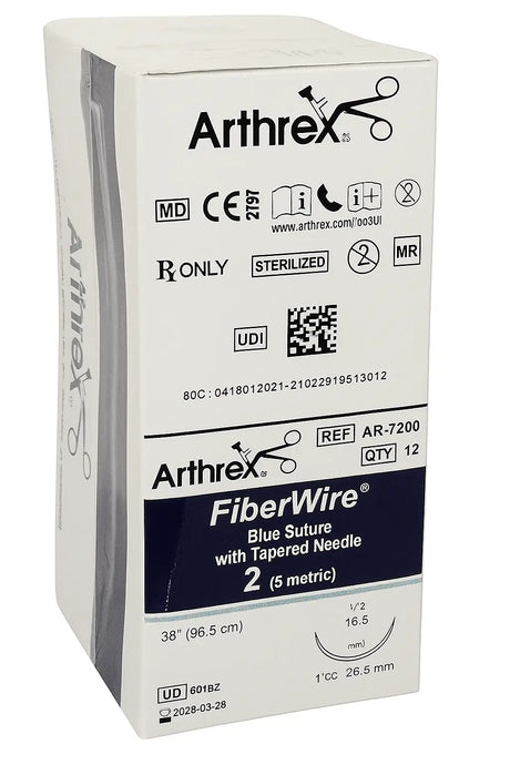 Arthrex AR-7200 FiberWire #2 Blue Suture – Non-Absorbable UHMWPE, 38″ with 26.5 mm Tapered Needle Arthrex