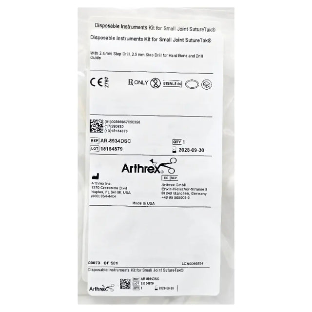 Arthrex AR‑8934DSC Small Joint SutureTak Disposable Instrument Kit 2.4mm Drill Arthrex