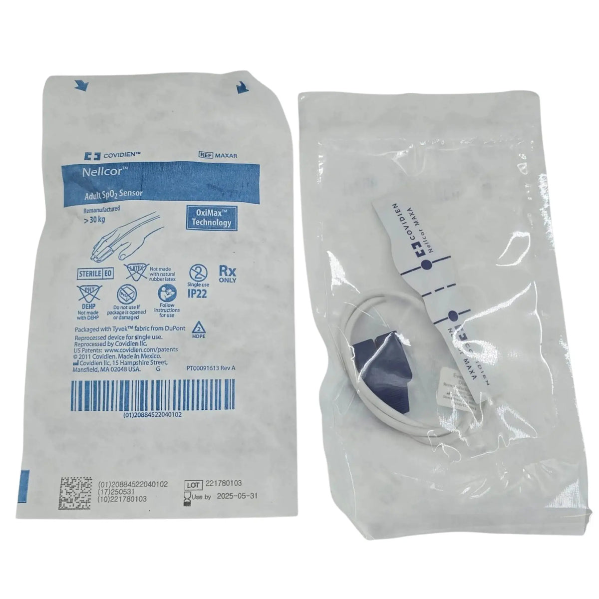 Covidien Nellcor MAXAR Adult SpO2 Sensor Remanufactured Expired Box of 24 Covidien