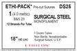 Ethicon Stainless Steel DS25 Suture - Stainless Steel, Nonabsorbable Ethicon