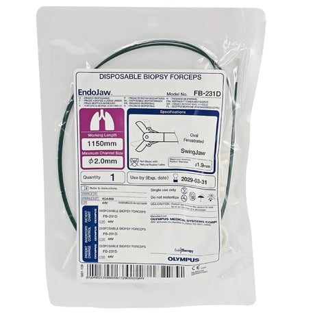 Olympus EndoJaw FB-231D Disposable Pulmonary Biopsy Forceps - 2.0mm x 115cm 1 Each Olympus