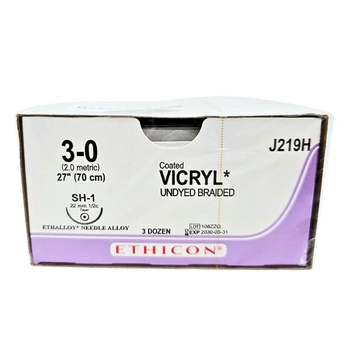 Ethicon J219H Coated VICRYL Violet Braided Absorbable Suture Size 4-0 with RB-1 Needle – Box of 36 Ethicon