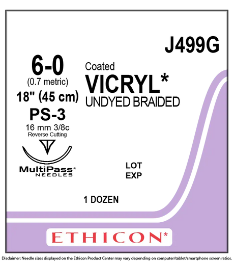 Ethicon Ethibond J499G Suture - Size 1, 30", Green Braided Polyester, CTX Needle (Box of 12) Ethicon