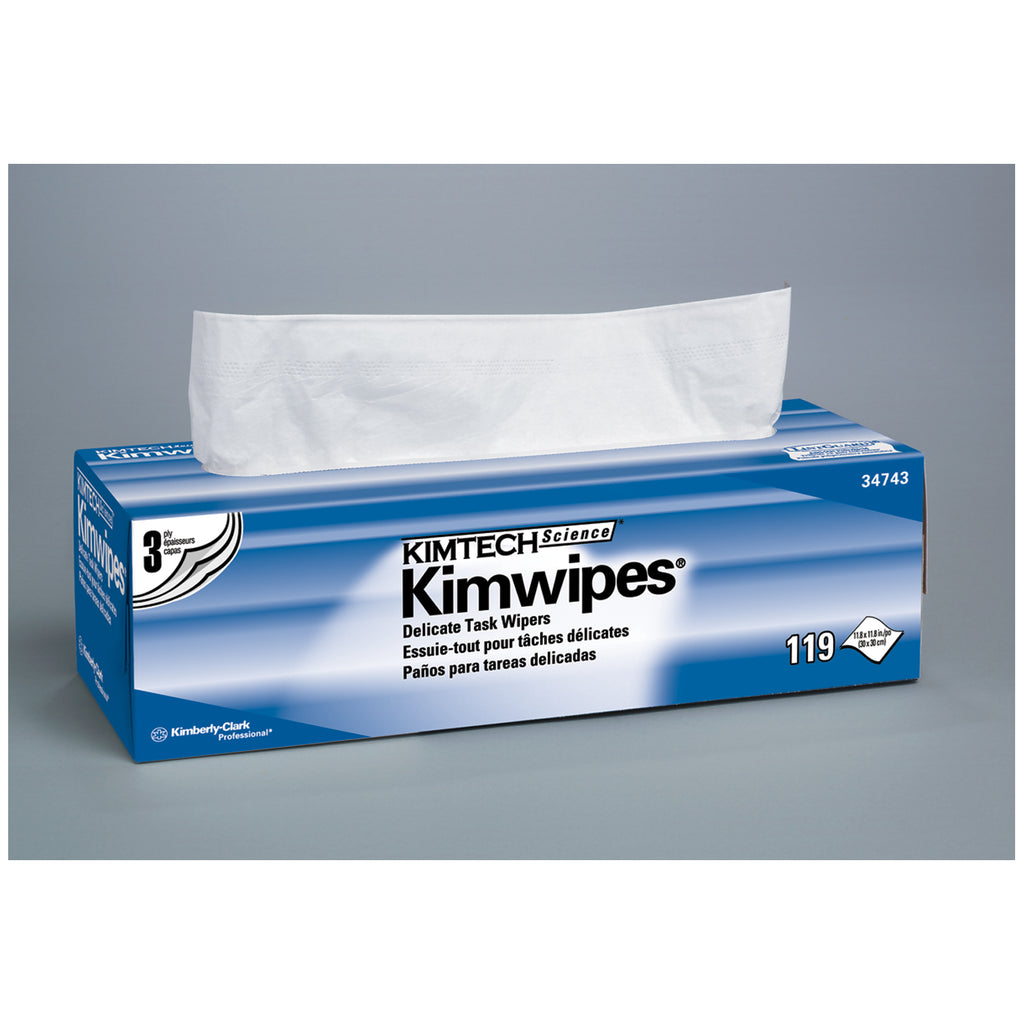 KIMBERLY-CLARK DELICATE TASK WIPES KIMTECH SCIENCES KAYDRY EX-L, 12" x 12", 3-Ply, White, 100/pk, 15pk/cs (42 cs/plt)