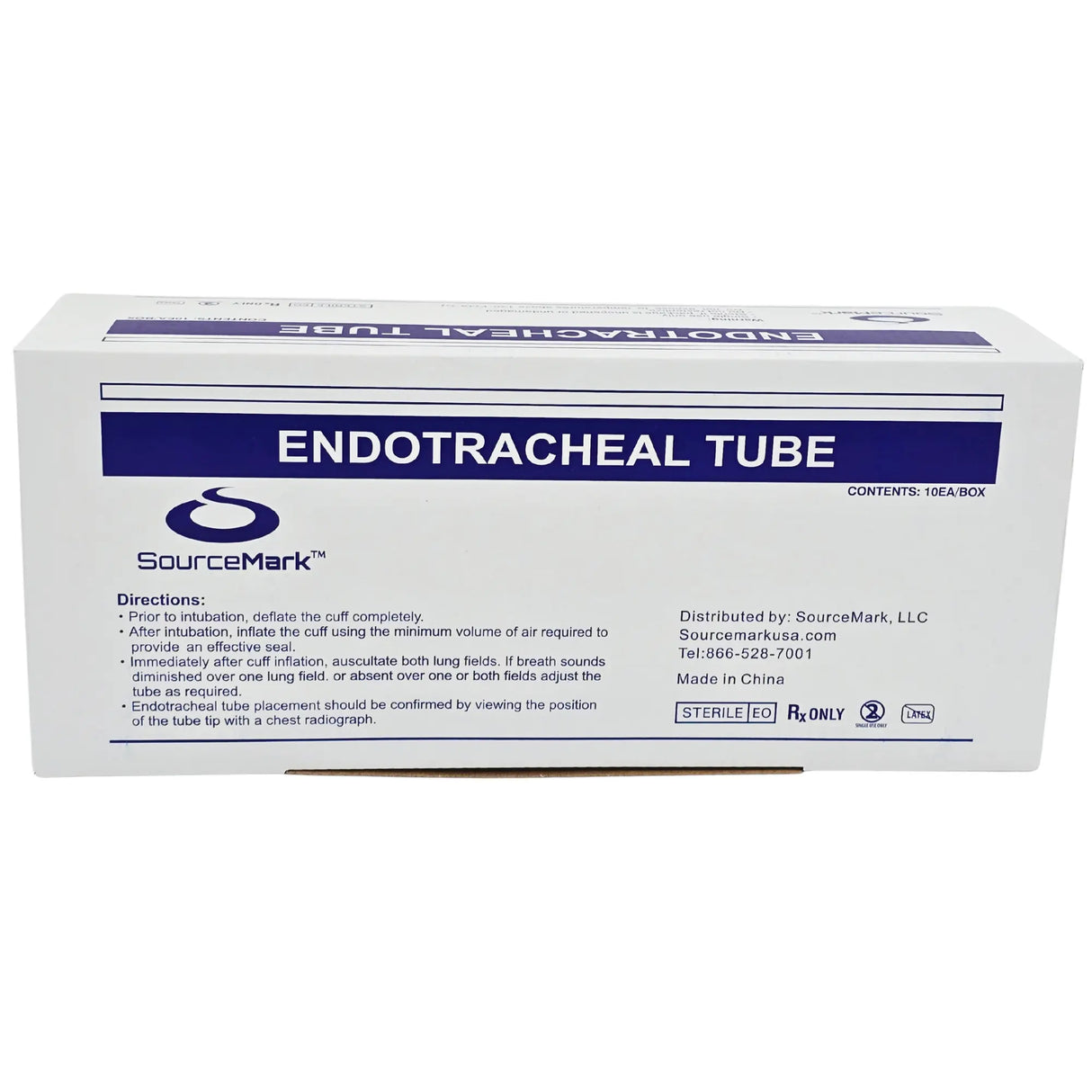 SourceMark M0665C  Preformed Nasal Tracheal Tube - Cuffed, 6.5mm ID x 8.8mm OD New Box of 10 SourceMark