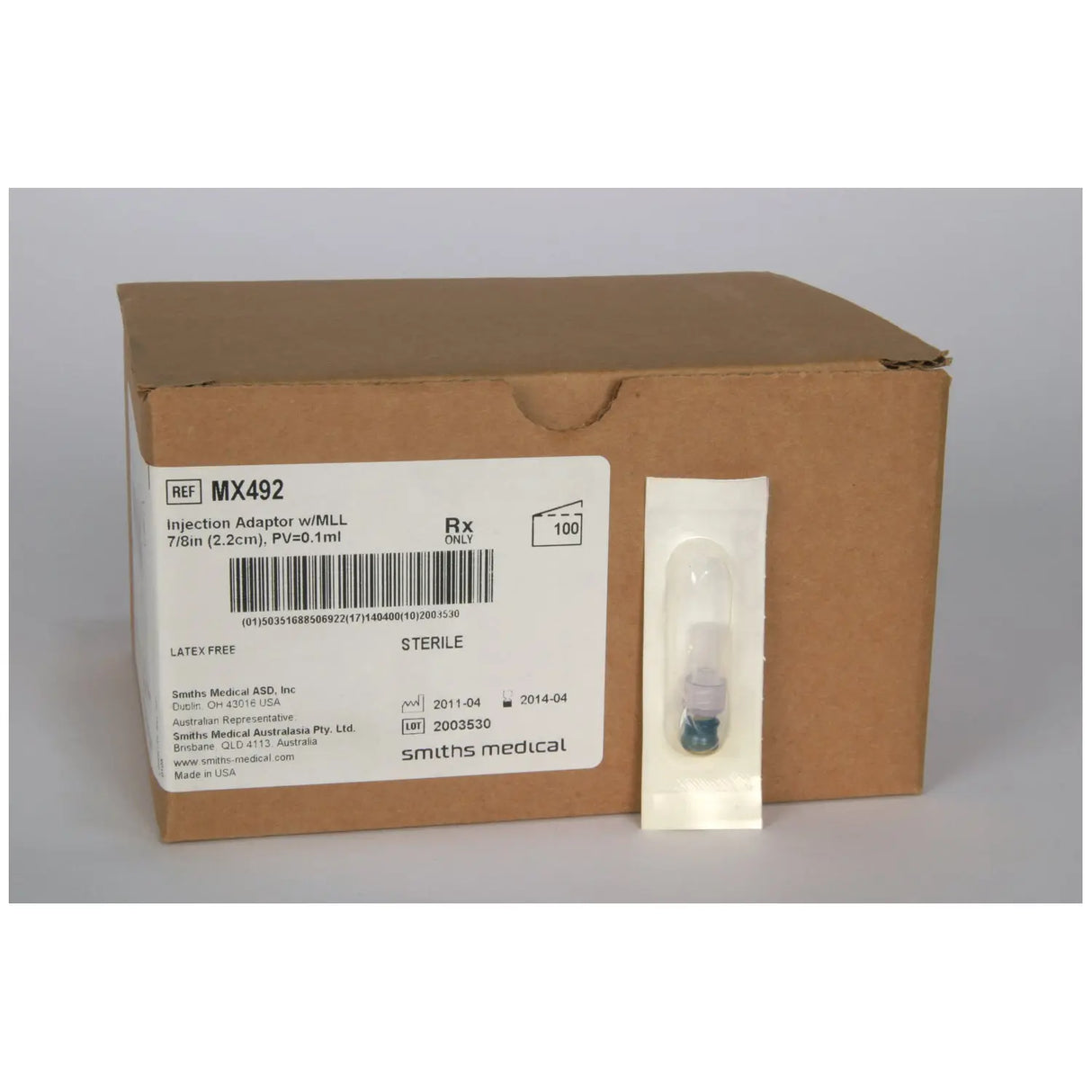 ICU MEDICAL ADAPTERS & CONNECTORS - Male Luer Lock Injection Adapter, 7/8", Sterile, Latex Free, 100/cs (US Only) ICU Medical