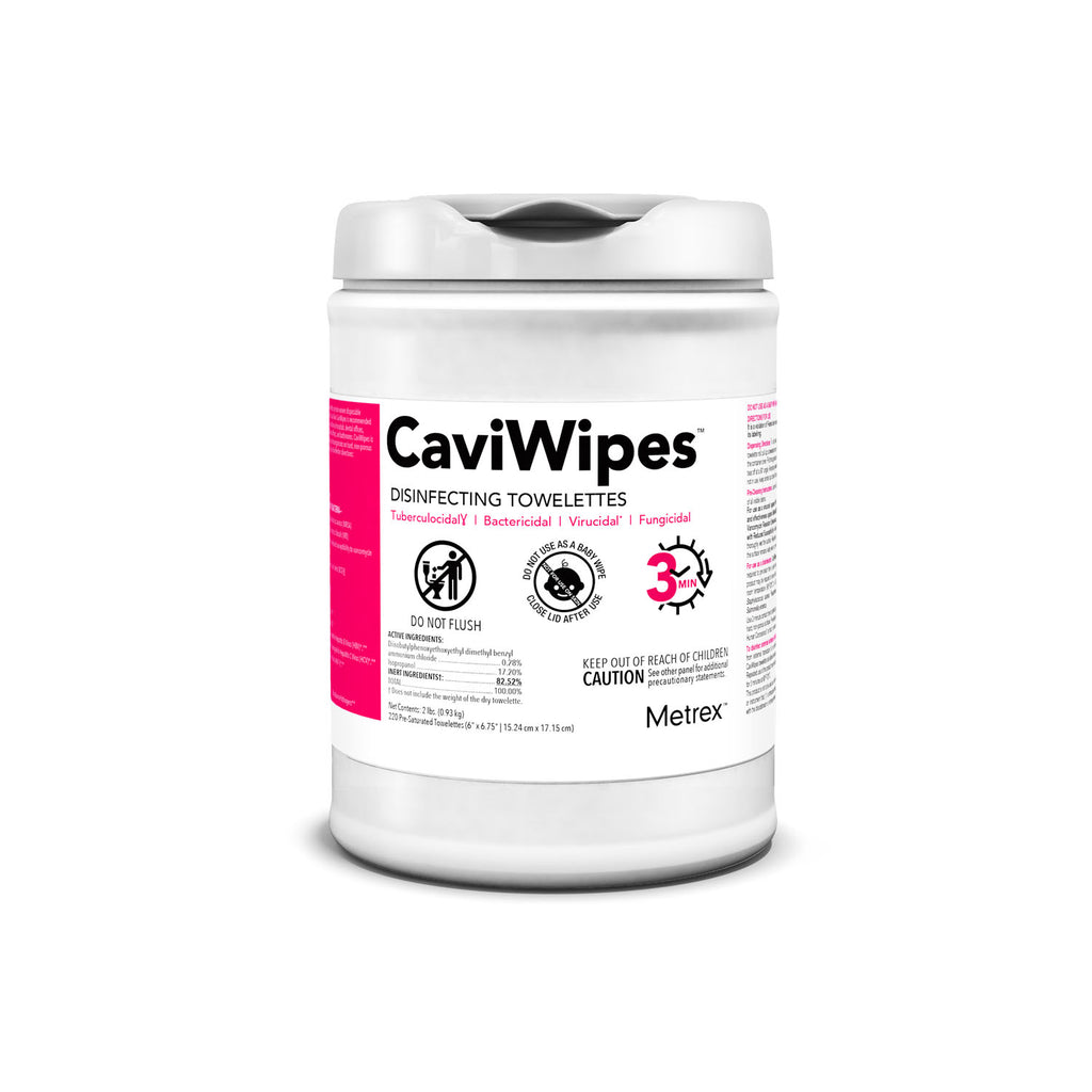 METREX CAVIWIPES DISINFECTING TOWELETTES CaviWipes, 220 Wipes per Canister, 12 can/cs (40 cs/plt) (091262)