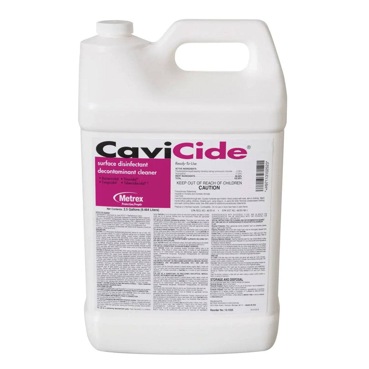 METREX CAVICIDE SURFACE DISINFECTANT CaviCide 2½ Gallon, 2/cs (36 cs/plt) Metrex Research