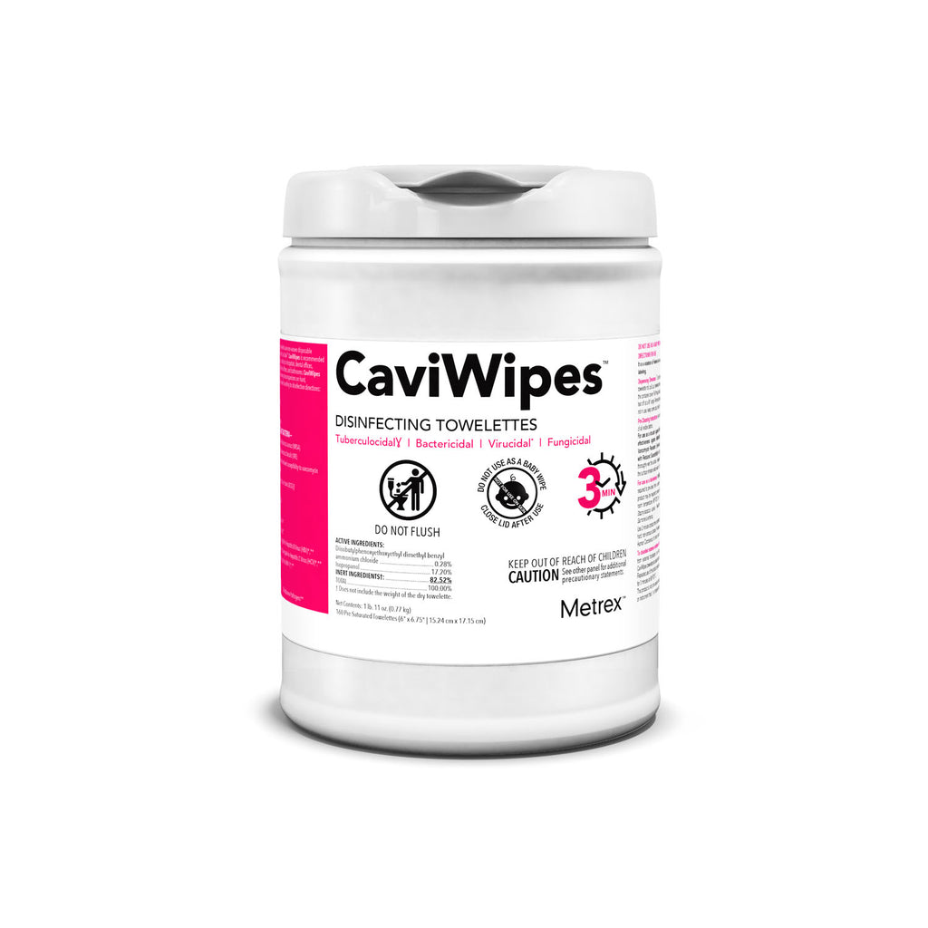 METREX CAVIWIPES DISINFECTING TOWELETTES CaviWipes, 160 Wipes, 12 canisters/cs (40 cs/plt) (091263)