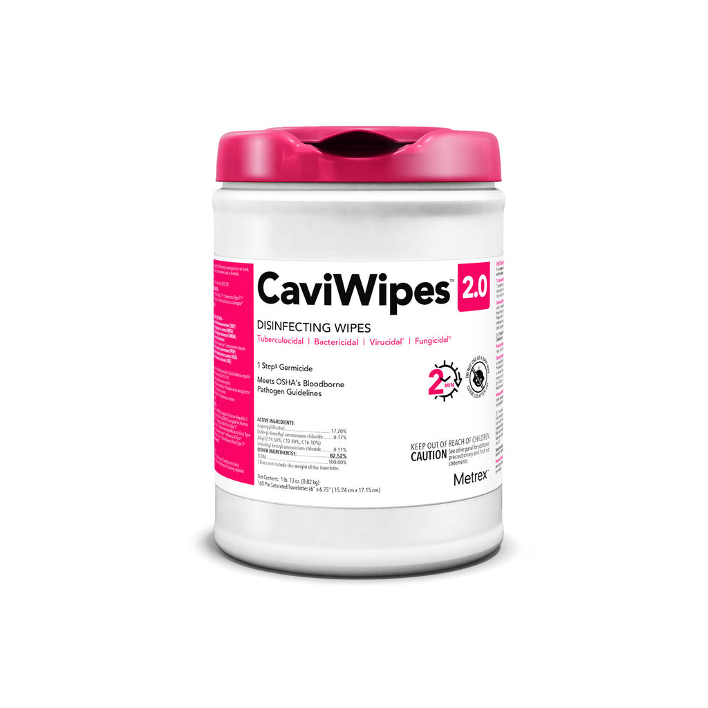 METREX CAVIWIPES DISINFECTING TOWELETTES CaviWipes 2.0, 160 wipes/canister, 12 can/cs (40 cs/plt)