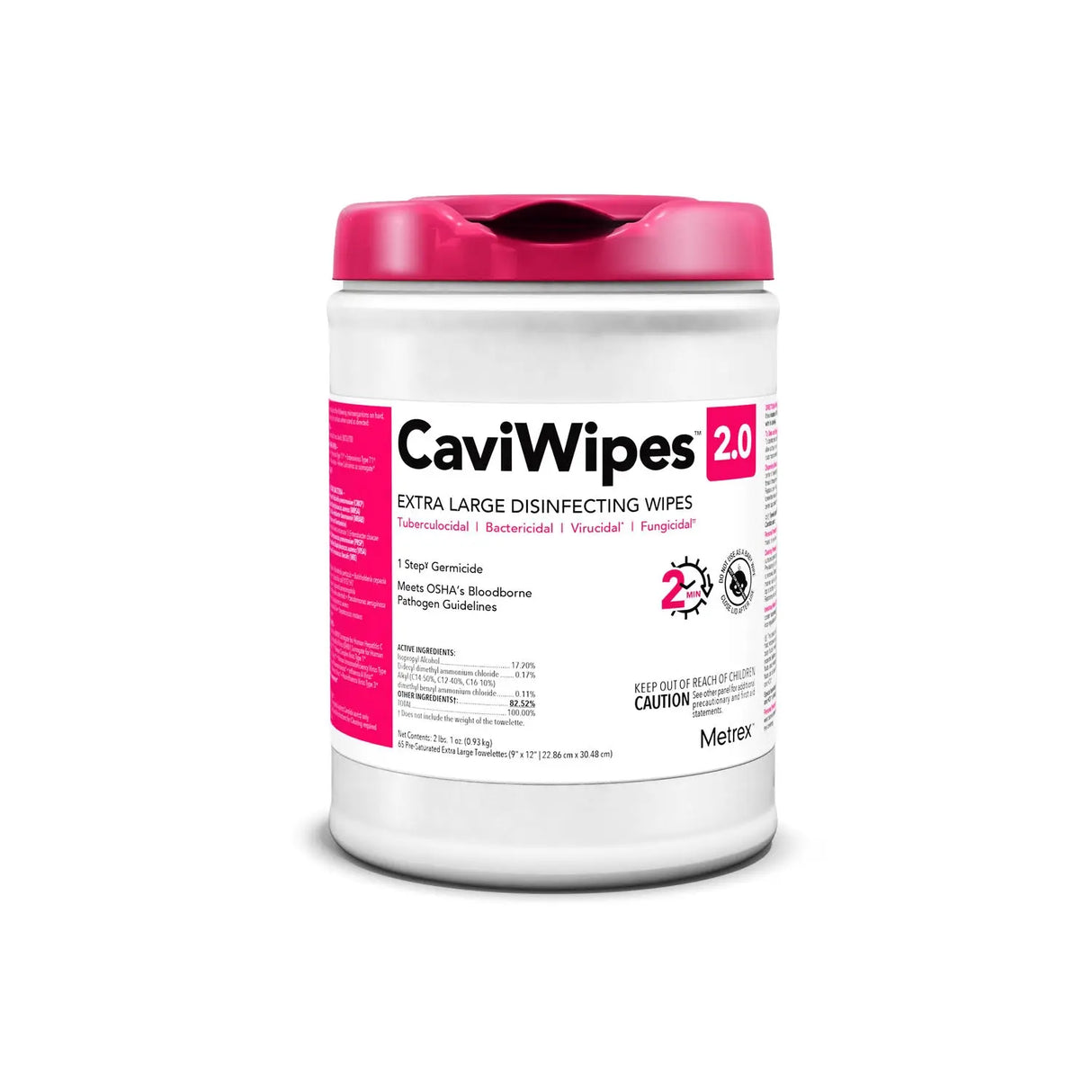 METREX CAVIWIPES DISINFECTING TOWELETTES CaviWipes 2.0 XL, 65 wipes/canister, 12 can/cs (40 cs/plt) Metrex Research