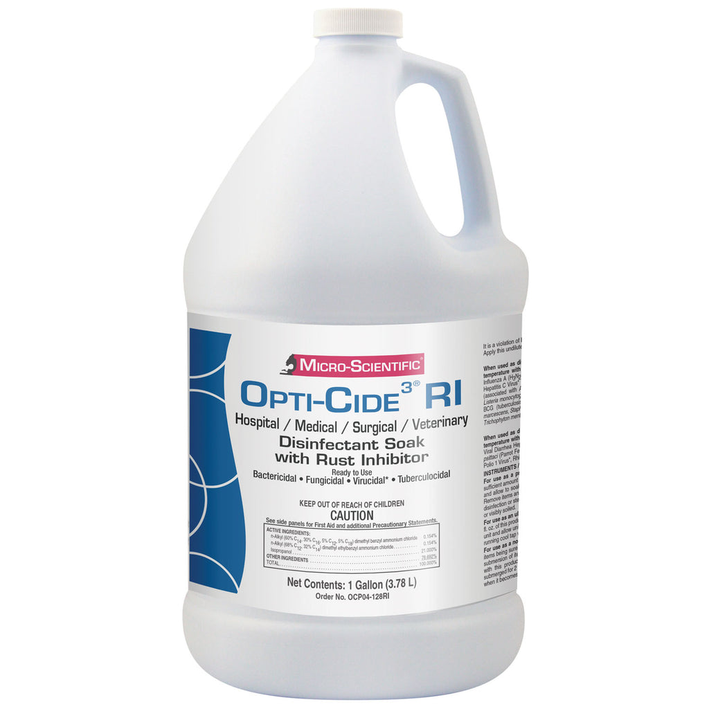 MICRO-SCIENTIFIC OPTI-CIDE3 DISINFECTANT Opti-Cide3, 1 Gallon, Rust Inhibitor, Instrument Disinfectant, Pour Bottle, 4/cs