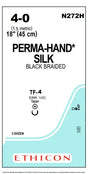 Ethicon Perma-Hand Silk N272H Suture - Size 4-0, Black Braided Silk, TF-4 Needle (Box of 36) Ethicon