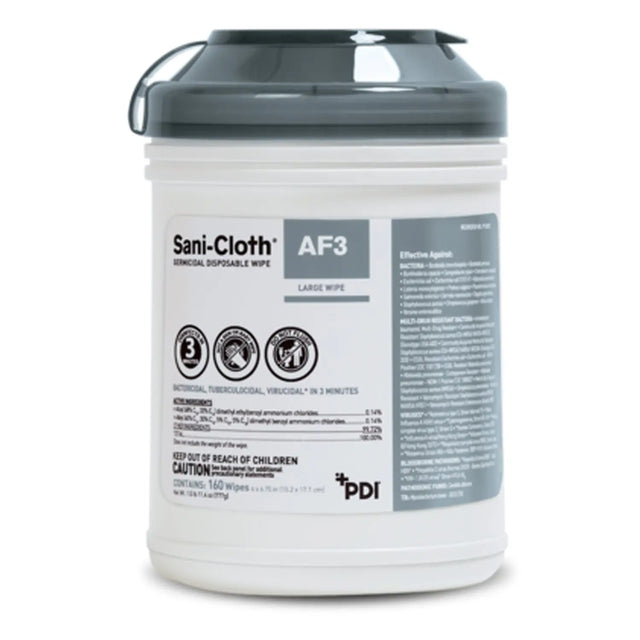 PDI SANI-CLOTH AF3 GERMICIDAL DISPOSABLE WIPE AF3 Germicidal Disposable Wipe, Large, 6" x 6¾", 160/canister, 12 can/cs PDI