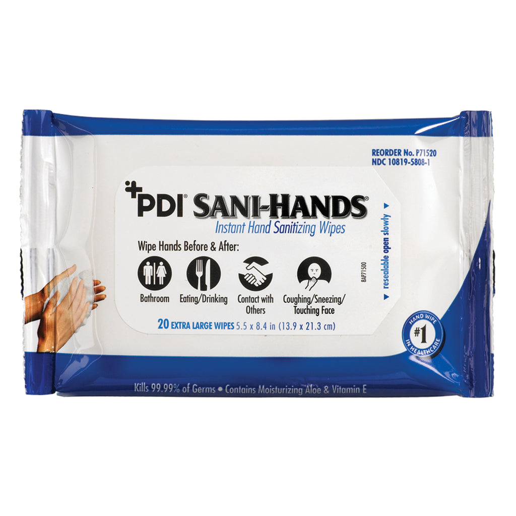 PDI SANI-HANDS BEDSIDE PACK Bedside Pack, 8.4" x 5.5", 20/pk, 48 pk/cs (135 cs/plt)