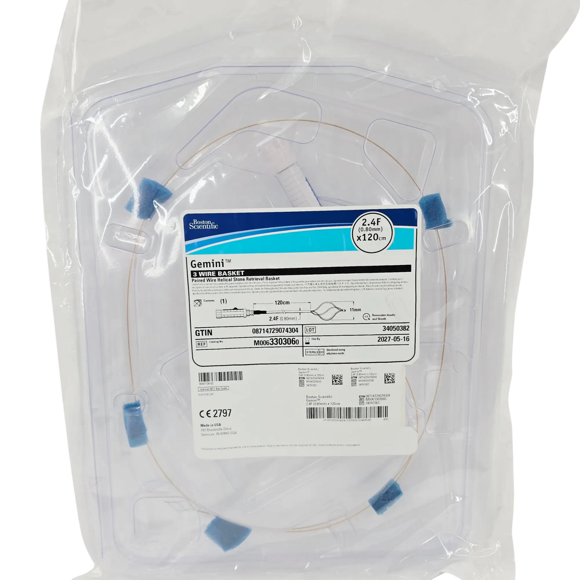 Gemini 3-Wire Helical Stone Retrieval Basket 2.4Fr x 120cm