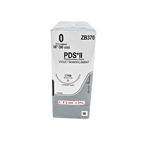 Ethicon PDS Plus ZB370 Antibacterial Suture - Size 0, 36" Violet Monofilament, CT-1 Needle Ethicon