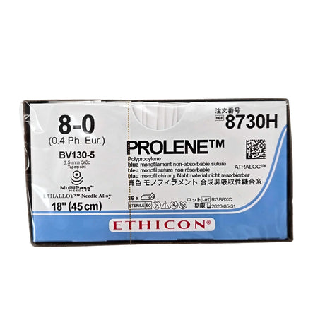 Ethicon Prolene 8730H Suture - Size 6-0, 18" Blue Monofilament, C-1 Needle (Box of 36) Ethicon