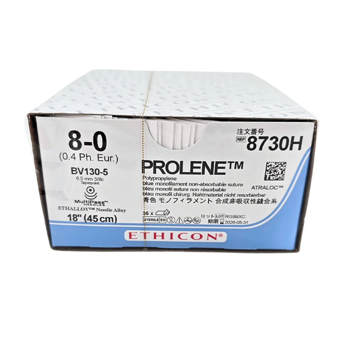 Ethicon Prolene 8730H Suture - Size 6-0, 18" Blue Monofilament, C-1 Needle (Box of 36) Ethicon