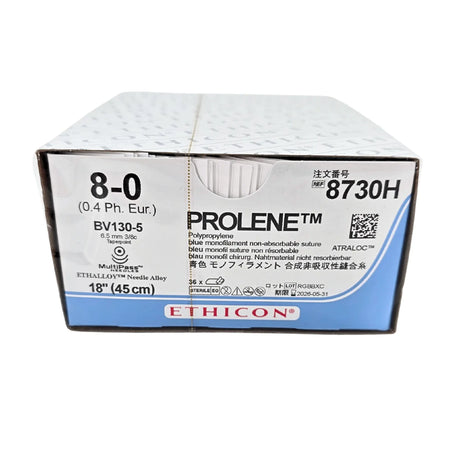 Ethicon Prolene 8730H Suture - Size 6-0, 18" Blue Monofilament, C-1 Needle (Box of 36) Ethicon