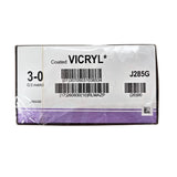 Ethicon Vicryl J285G Suture - Size 3-0, 18" Violet Braided, PS-1 Precision Point Reverse Cutting Needle (Box of 12) Ethicon