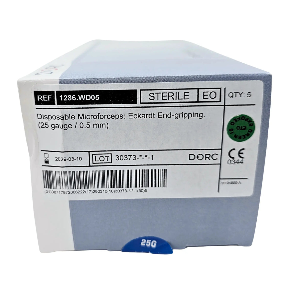 DORC 1286.WD05 Eckardt End-Gripping Forceps - 25 Gauge (0.5mm), Disposable Vitreoretinal Instrument DORC