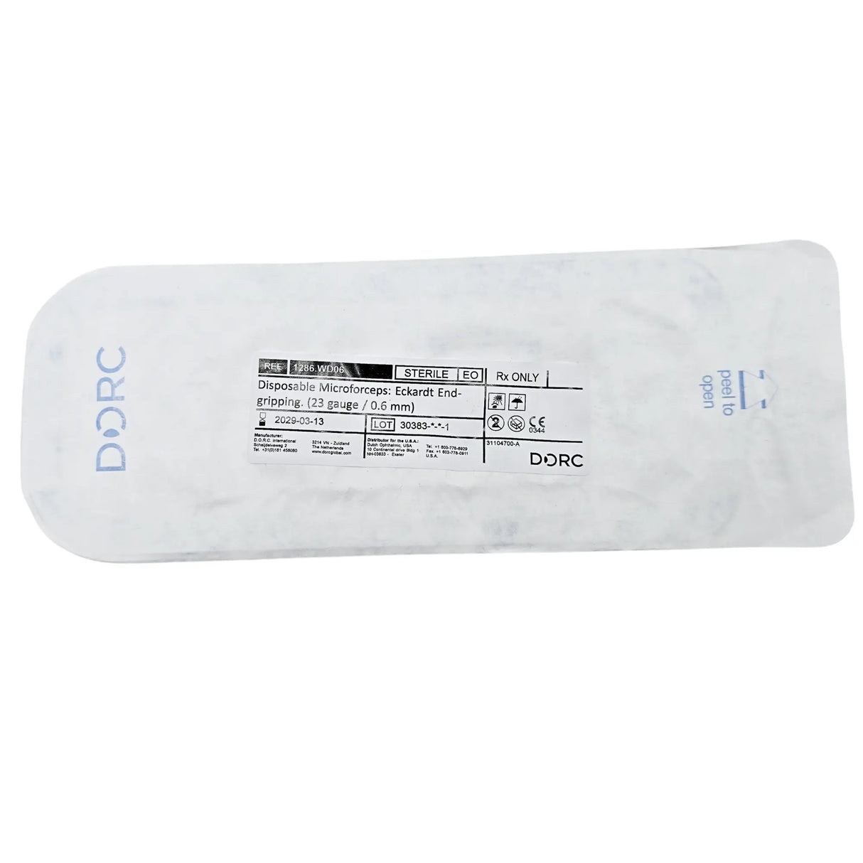DORC 1286.WD06 Eckardt End-Gripping Forceps - 23 Gauge (0.6mm), Disposable Vitreoretinal Instrument DORC
