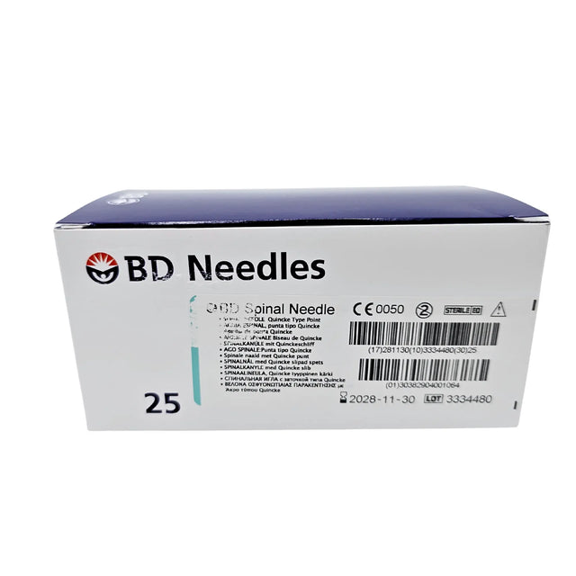 BD Quincke Spinal Needle 400106 - 23G x 3.5" (90mm), Turquoise Hub BD