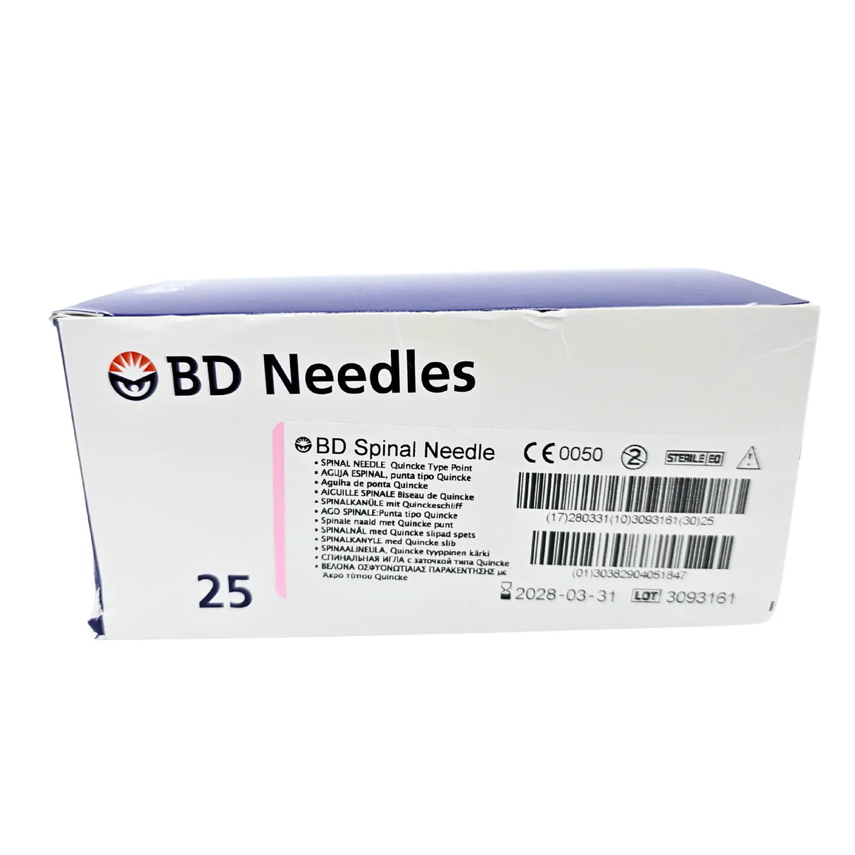 BD Quincke Spinal Needle 405184 - 18G x 3.5" (90mm), Pink Hub BD