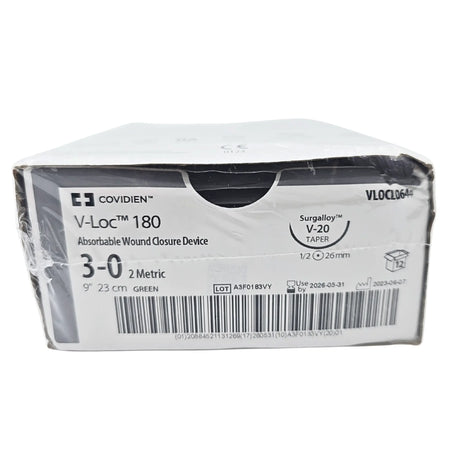 Covidien V-Loc VL0CL0644 180 Absorbable Wound Closure Device - 3-0, 9" (23cm), V-20 Taper Needle Covidien
