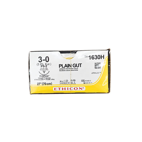 Ethicon Plain Gut 1630H Suture - Size 4-0, 27" Absorbable, PS-2 Needle (Box of 36) Ethicon