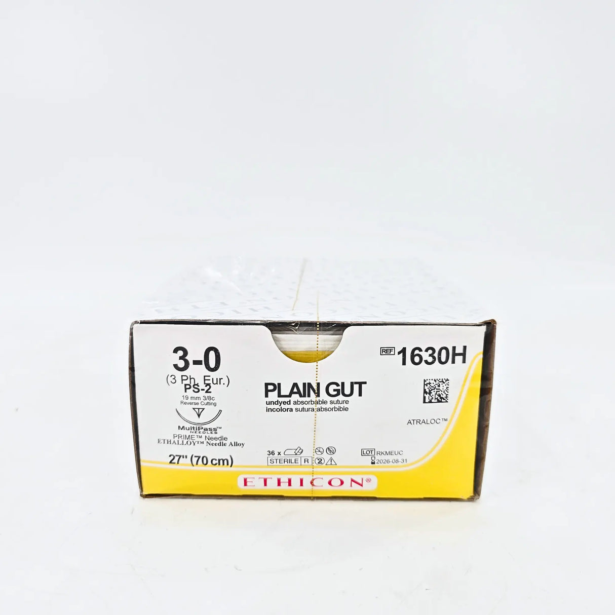 Ethicon Plain Gut 1630H Suture - Size 4-0, 27" Absorbable, PS-2 Needle (Box of 36) Ethicon