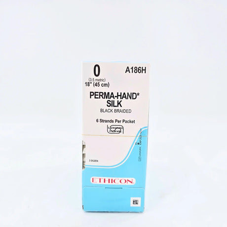 Ethicon Perma-Hand Silk A186H Suture - Size 4-0, 30" Black Braided, PS-2 Needle (Box of 36) Ethicon