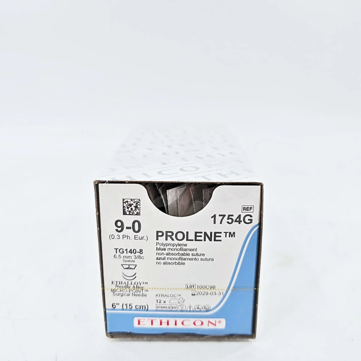 Ethicon Prolene 1754G Suture - Size 4-0, 18" Blue Monofilament, PS-2 Needle (Box of 12) Ethicon