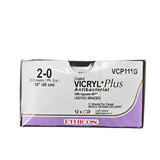Ethicon Vicryl Plus VCP111G Antibacterial Suture - Size 4-0, 18" Violet Braided, PS-3 Needle (Box of 12) Ethicon