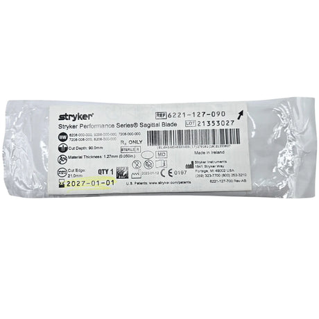 Stryker 6221-127-090 Performance Series Sagittal Saw Blade - 21mm x 90mm x 1.27mm Aggressive Cut Stryker
