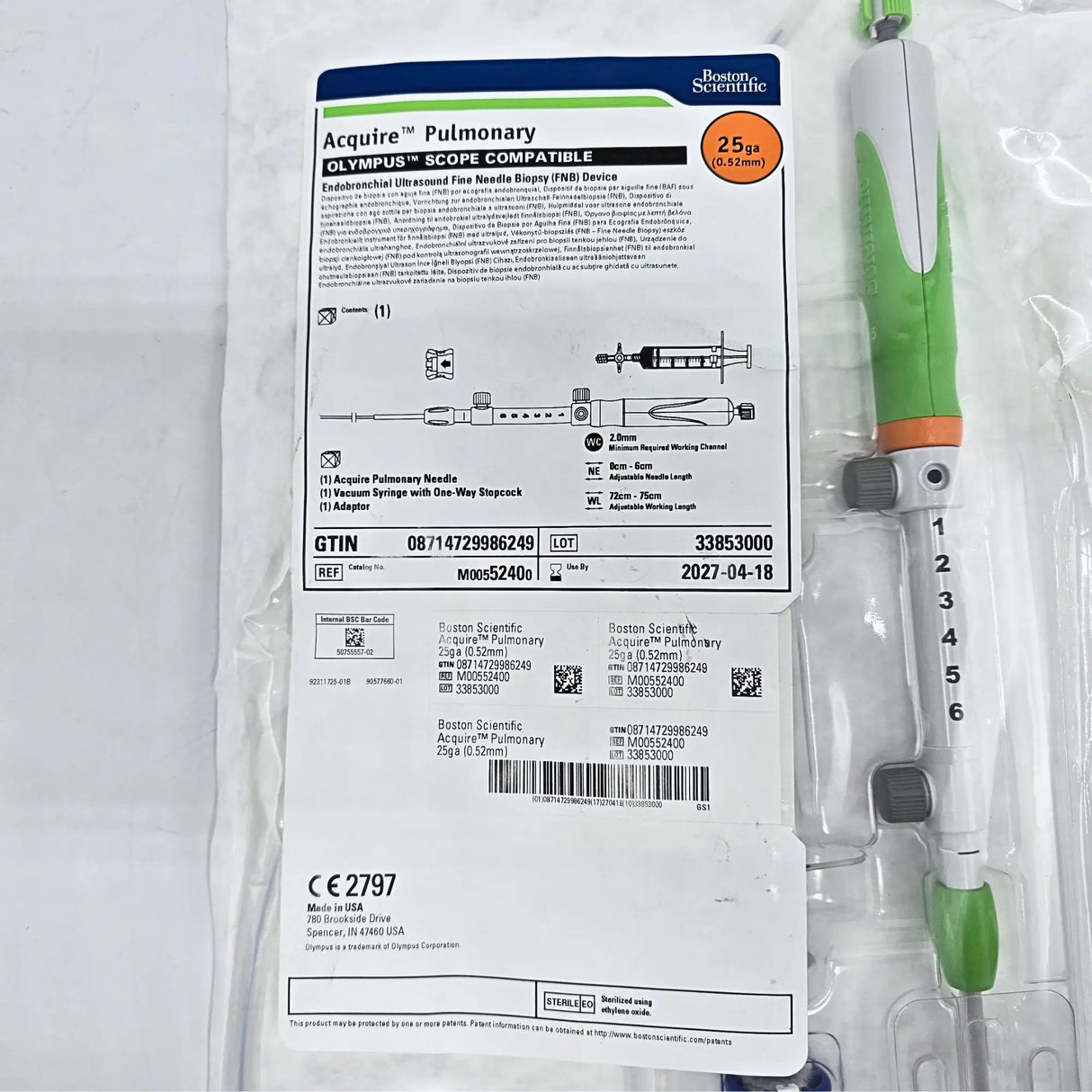 Boston Scientific M00552400 Endobronchial Ultrasound Fine Needle Biopsy Device Boston Scientific