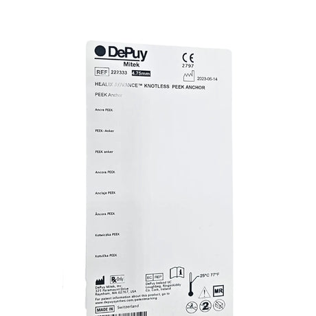 DePuy Mitek 222333 HEALIX ADVANCE Knotless PEEK Anchor – 4.75mm w/ Suture Tape DePuy Mitek
