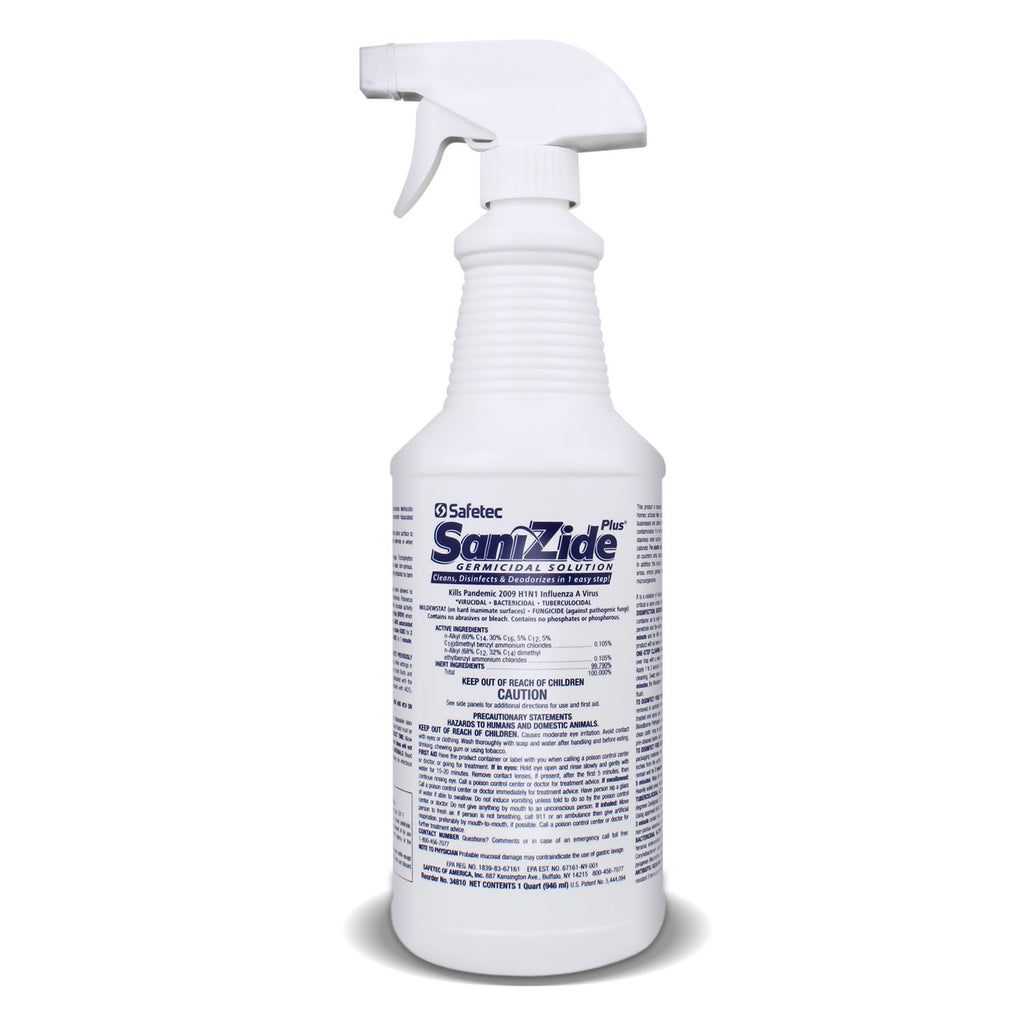 SAFETEC SANIZIDE PLUS SURFACE DISINFECTANT SPRAY SaniZide Plus, 16 oz. Bottle with Sprayer, 12/cs