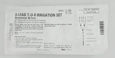 ICU Medical 15239-01 4-Lead T-UR Irrigation Sets Urological Connector Irrigation Set Large Bore 4-Lead 85" CS/10 ICU Medical