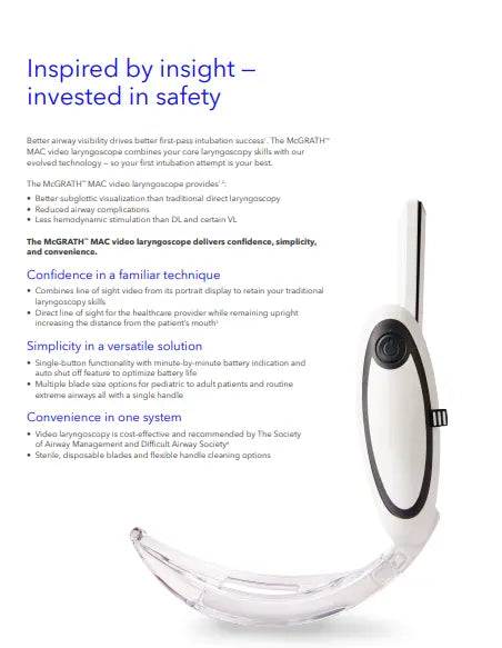 Covidien 301-000-000 McGRATH MAC Video Laryngoscope w/ 3.6V Battery Pack Covidien